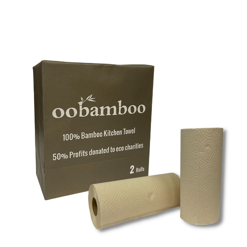 Bamboo Unbleached Kitchen Towels Bundle 12 Rolls Family size Oobamboo