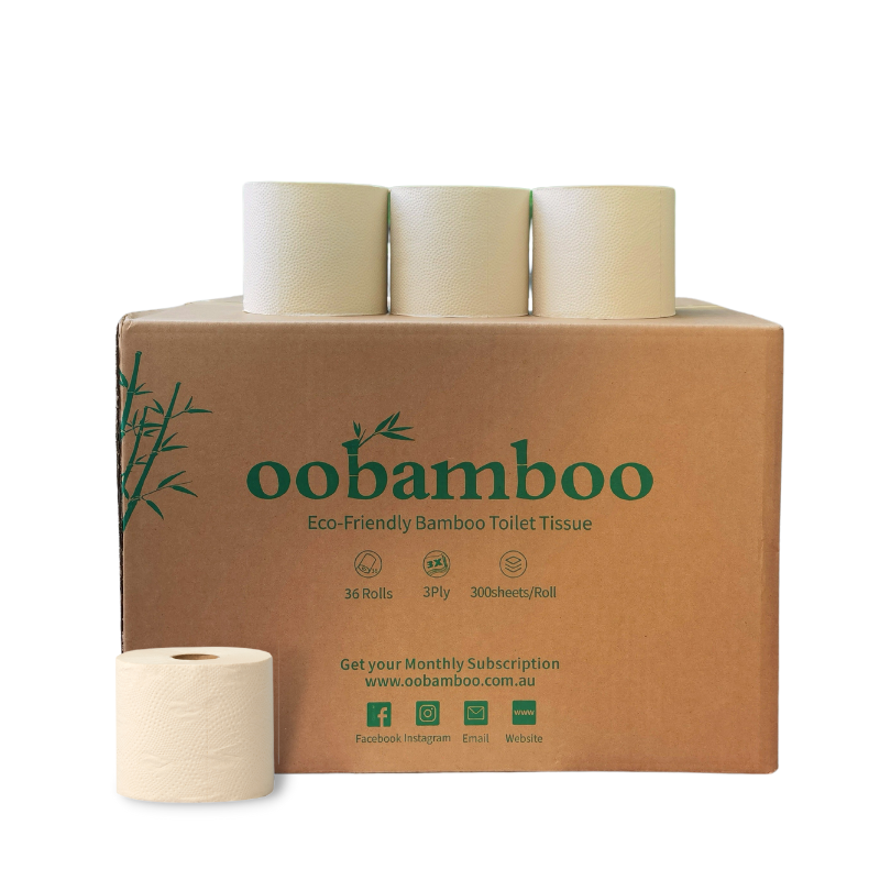 Bamboo Unbleached Toilet Rolls 36 | Double Length | 3-ply |Unwrapped